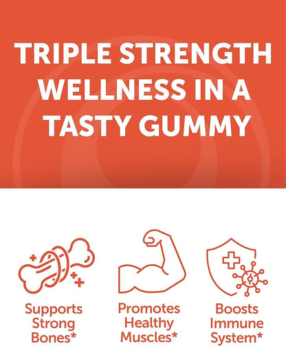 Lunakai USA Made Calcium Magnesium Zinc Gummies with Vitamin D3 & K2 – Delicious 5-in-1 Supplement for Daily Bone, Muscle & Immune Support for Women, Men & Kids, 60ct