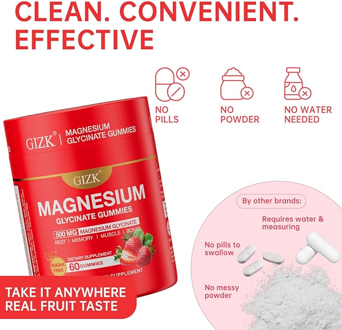 Magnesium Glycinate Gummies 500mg – Sugar Free Magnesium Gummies with L-Theanine - Sleep, Calm, Stress Relief for Adults & Kids 4+, Vegan, No Melatonin (Strawberry Flavor, 120 Count)