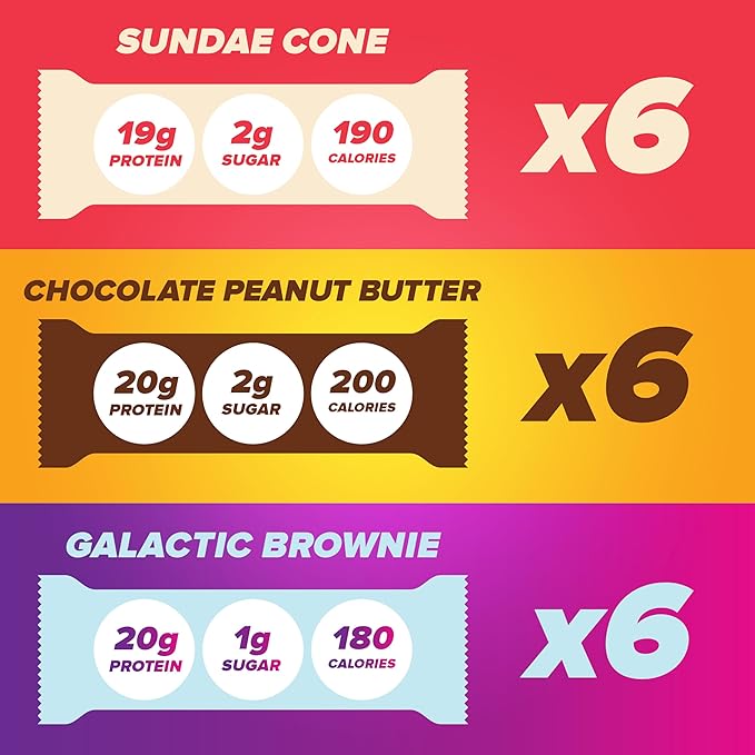 Pure Protein New Variety Pack Protein Bars – 20g Protein, 3g Sugar, 190 Calories (18 count) Low Sugar* High Protein Snack - Gluten Free - Perfect for a Healthy Snack