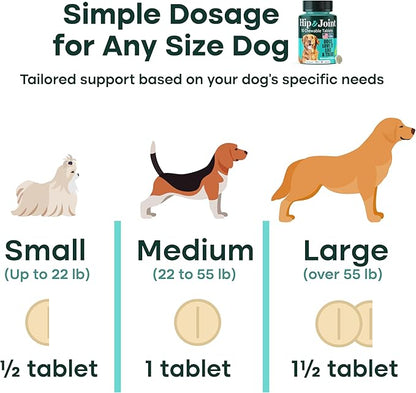 Natureflow Hip & Joint Supplement for Dogs, 300mg Green-Lipped Mussel for Dog Arthritis Pain Relief, Glucosamine, MSM & Chondroitin, Zero Sugar, Large Medium Small Breeds, 100 Chewable Tablets