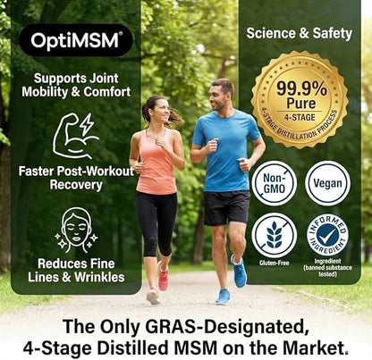Vegan Glucosamine Chondroitin MSM Joint Support Supplement for Women and Men. Snow Mushroom Chondrotin Sulfate OptiMSM® Mobility, Cartilage & Flexibility Support Shellfish-Free, Non-GMO 120 Capsules
