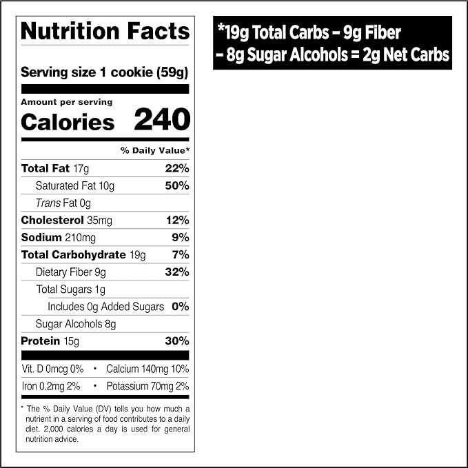 Quest Nutrition Chocolate Chip Protein Cookie, 15g Protein, 1g Sugar, 2g Net Carbs, Keto Friendly, High Protein, Low Carb; 4 Count