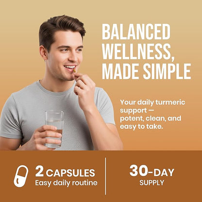 Turmeric Curcumin Capsules with Garlic & Black Pepper – Support Joint & Muscle Health* – 60 Vegan Capsules