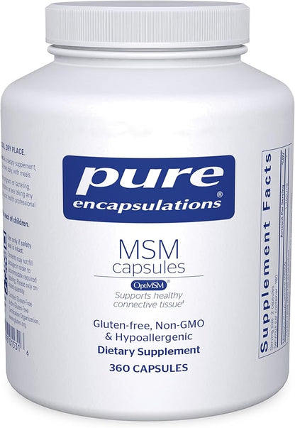 Pure Encapsulations MSM Capsules | Sulfur Supplement to Support Joints, Immune System, Connective Tissue, and Respiratory Health* | 360 Capsules