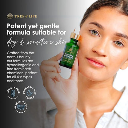 Tree of Life Beauty Hyaluronic Acid Serum, Skin Brightening Face Oil for Dark and Age Spots, Facial Serums for Dry and Sensitive Skin Care with Vitamin E for Soft Smooth Skin, 2 Fl Oz
