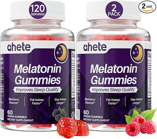 Melatonin 5mg Gummies for Adults, Raspberry Flavor Sleep Aid, Sugar-Free, 120 Gummies, 120 Days Supply