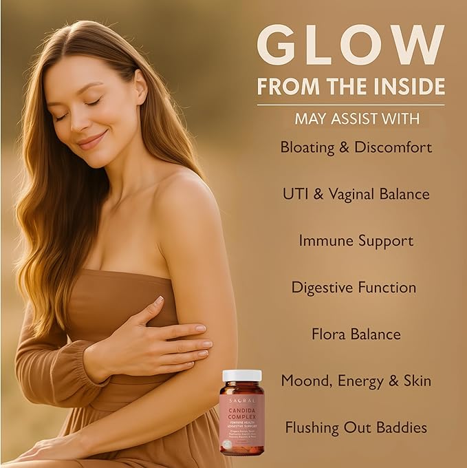 Candida Cleanse for Women – Gut & Feminine Balance with Oregano Oil, Caprylic, Probiotics, Reishi, Aloe & Black Walnut – May Help Support Digestive Comfort, Clarity, Clear Skin & Vaginal pH