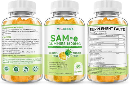 SAM-e L-Tyrosine Gummies with NAC, CoQ10 & Vitamin B Complex, 1600mg SAM-e, 1500mg L-Tyrosine Supplement for Energy, Cellular Antioxidant Support, Emotional Well-Being Support, 120 Count