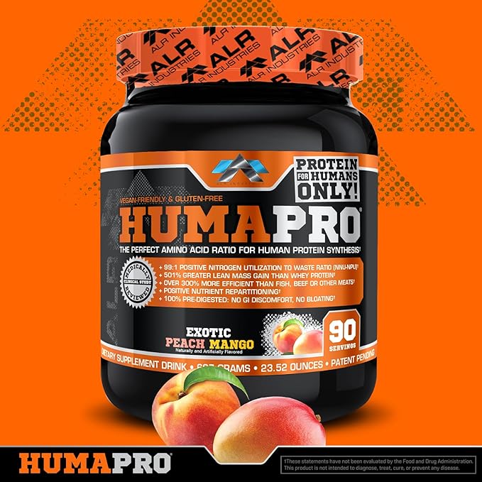 HumaPro Essential Amino Acid Formula | EAA Protein Supplement | Supports Muscle Recovery & Performance | Vegan, Gluten Free | | 90 Servings (Exotic Peach Mango)
