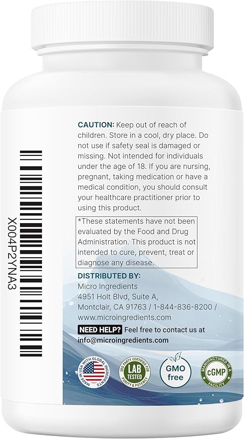 Micro Ingredients Pure Magnesium Complex, 300 Capsules | Triple Magnesium Glycinate, Malate, Taurate with Vitamin C | 100% Chelated | Supports Muscles, Nerves, & Energy | Only Active Ingredients