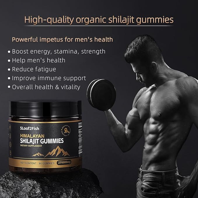 Organic Shilajit Gummies, Pure Himalayan Shilajit Gummies For Men Supplement, Gold Women，Natural 85+ Trace Minerals, Ashwagandha, Black Seed Oil Extract, 90 Gummies