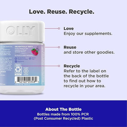 OLLY Relaxing Magnesium Gummies, Supports Muscle Relaxation,* Magnesium Citrate, Raspberry Lavender Flavored, 30 Day Supply - 120 Count