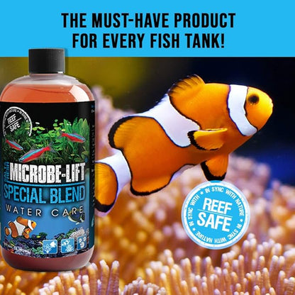 MICROBE-LIFT Special Blend Aquarium Treatment, Fish Tank Water Conditioner for Freshwater and Saltwater Tanks, Helps with Aquarium Algae Control and Odor, 4 Ounces (SBH04)