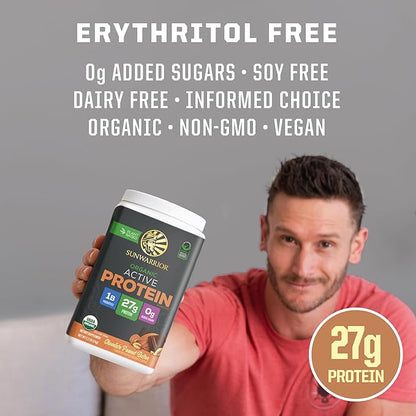 Sunwarrior Organic Plant Based Protein Powder | Vegan Organic Protein Powder with BCAAs Plus Recovery Minerals & Botanicals | Non-GMO Soy Dairy & Gluten Free (Chocolate Peanut Butter, 20 Servings)