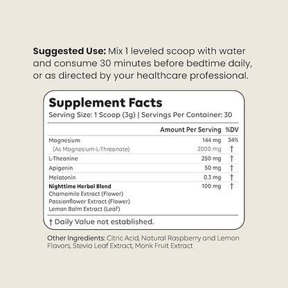 DREAM Sleep Aid Powder | Magnesium L-Threonate, Apigenin & Theanine | 2400mg 7-Ingredient Non-Habit Forming and Natural Sleep Aids for Adults | Deep Sleep Super Calm & Stress Relief