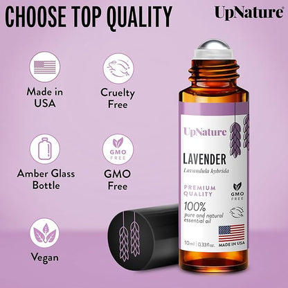 UpNature Lavender Essential Oil Pure Roll On - 100% Natural Lavender Oil for Skin