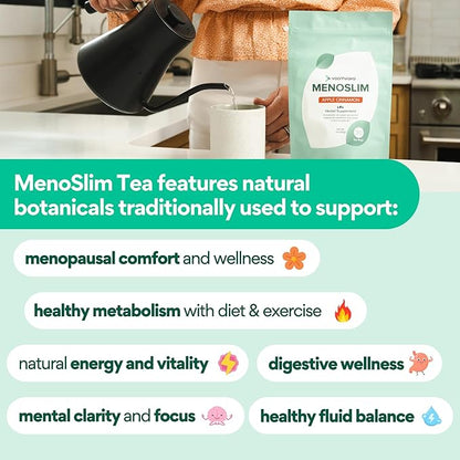 VoomVaya MenoSlim Tea – Menopause & Perimenopause Supplement for Women – Supports Healthy Metabolism & Overall Wellness – Acai Berry Flavor – 30 Tea Bags