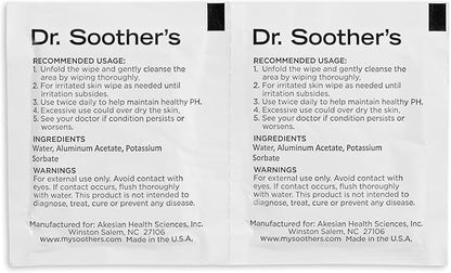 Dr. Soother's Healthy Wipes - PH Balanced Feminine Hygiene, Unscented, Hypoallergenic, Alcohol & Fragrance Free - 60 Individually Wrapped Cleansing Wipes for Women & Girls
