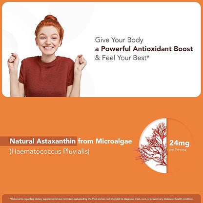GOJOY NATURALS Astaxanthin Gummies 24mg – High Potency Antioxidant Supplement – Skin, Eye & Immune Wellness Support – Vegan, Sugar-Free, Non-GMO, Gluten-Free, Soy-Free – 60 Gummies
