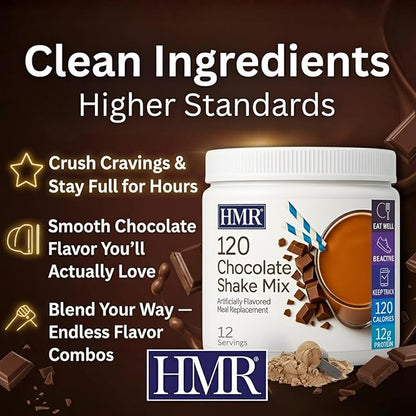 HMR 120 Chocolate Shake Meal Replacement Powder | Chocolate Shake Mix to Support Healthy Weight Loss | 12g of Protein | Nutritional Drink | Low Calorie Food | 12 Servings