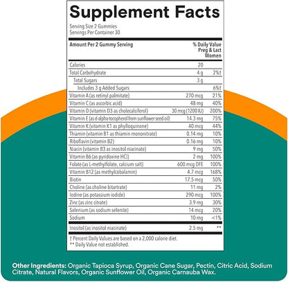 SmartyPants Prenatal Vitamins for Women, Multivitamin Gummies: Pre and Postnatal Vitamins, Biotin, Methylfolate,Vitamin D3,C,Vitamin B12, B6, A, K & Zinc, Inositol,60 Count (30 Day Supply) (Pack of 2)