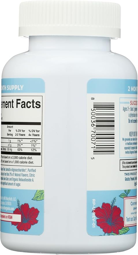 Kids Magnesium Citrate Gummies by MaryRuth's | 2 Month Supply | Sugar Free | Calm Magnesium Gummies for Kids 2+ | Bone Health | Calcium Absorption | Essential Mineral | Vegan | 60 Count