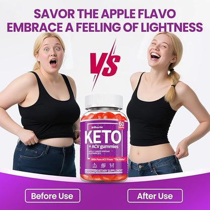 Keto ACV Gummies, Organic Apple Cider Vinegar Gummies Sugar Free: Apple Cider Vinegar with Mother, Vitamin B12 & B6, Gut Health, Metabolism, Gluten Free & Vegan, Beet Root - 60 Count