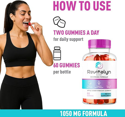 (3 Pack) Revitalyn Gummies - Revitalyn Apple Cider Vinegar Daily Formula for Skin Health, RevitalynAppleCider Gummy Premium Support Healthy All Natural Advanced Formula, 180 Gummies for 3 Months