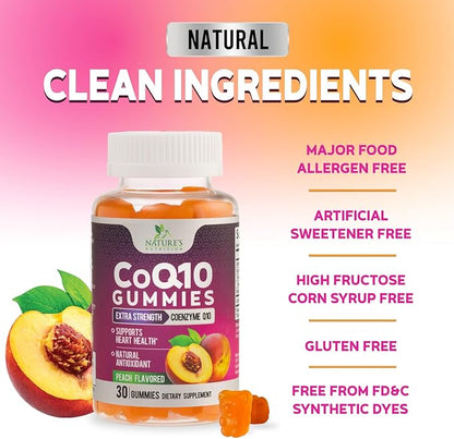 CoQ10 Gummies - Coenzyme Q10 100mg Per Serving - 3X Strength, High Absorption, Antioxidant Supplements for Heart Health Support & Energy Production, Ultra Coq 10 Vitamins Supplement - 30 Gummies