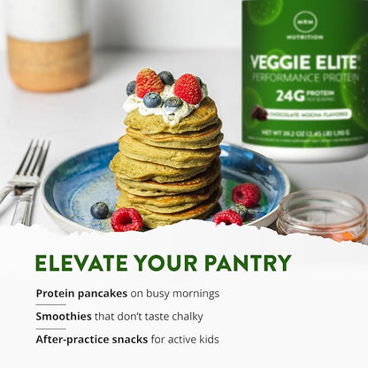 MRM Veggie Elite Performance Protein - Chocolate Mocha, Plant-Based Powder, 24g Protein per Serving with BCAAs & Digestive Enzymes, Clinically Tested - Vegan, Gluten-Free - 31 Servings
