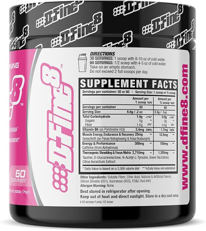Thermogenic Pre-Workout Energy Powder & Shredding Supplement, Boost Energy Mood & Focus, Sugar Free, Contains Senactiv, Endurance, 300mg Caffeine, N-Acetyl-L-Tyrosine (Pink Lemonade)