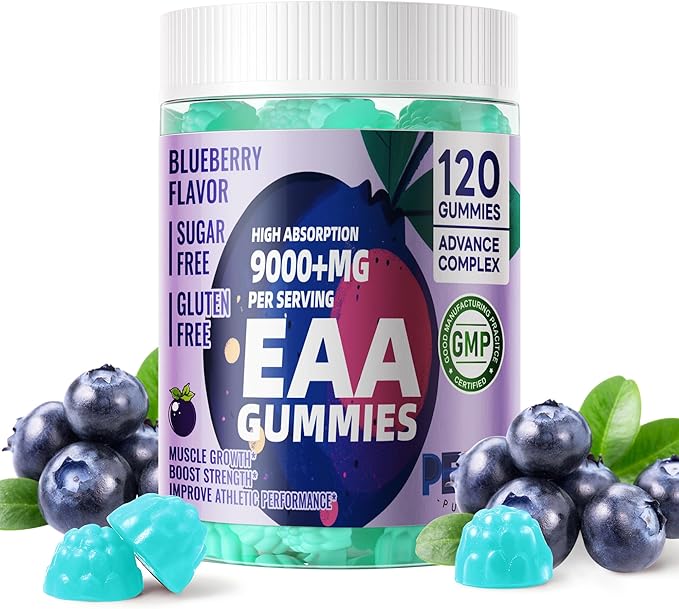 Pets Purest EAA Gummies 120 Gummies (Blueberry),Essential Amino Acids - All 9 Essential Aminos (EAA) and All Branched-Chain Aminos (BCAAs), Non-GMO, Gluten Free, Vegetarian Friendly