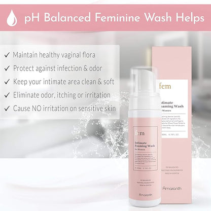 fem pH Balance Intimate Wash for Women, Feminine Wash for Sensitive Skin, Gentle Cleanser for Daily Use, Helps Eliminate Irritation, Itching, Odor (200ml / 6.8 fl oz)
