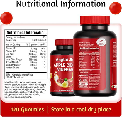 Apple Cider Vinegar Gummies, 120 Count, Max Strength 1000mg, ACV Supplement Gummy with B Vitamins & Antioxidants, Supports Metabolism, Digestion, Gut & Immune Health, Gluten-Free, Vegan & Non-GMO