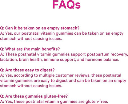 Pink Stork Total Postnatal Vitamin Gummies - Multivitamin for Postpartum Recovery and Lactation Support - Folic Acid, B6, & Vitamin C - Postpartum Essentials - 60 Gummy Vitamins