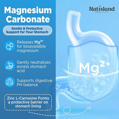 Magnesium Carbonate Gummies 500mg, Chewable Magnesium Supplement for Digestive Support, Muscle & Nerve Health, with Zinc, B6 & D3, Sugar Free, Vegan, Mixed Berry Flavor, 60 Counts