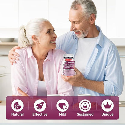 Red Yeast Rice with Coq10 Gummies Sugar Free,Organic Red Yeast Rice 2400mg Enhanced with Coenzyme Q10 200mg, Vegan, Non-GMO, 120 Chewables