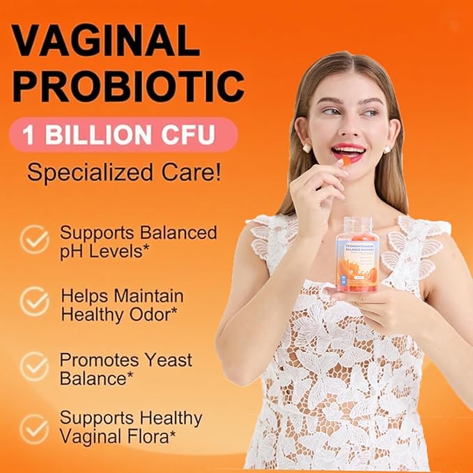 DEWANG Feminine Balance Gummies – Daily pH Balance & Vaginal Health Support, Probiotics for Womens Odor & Confidence Pineapple Flavor Vegan & Sugar-Free (Orange)