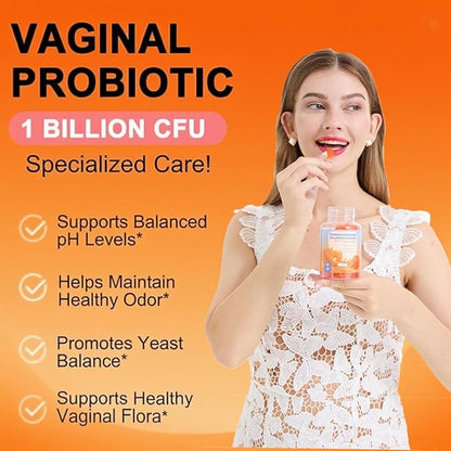DEWANG Feminine Balance Gummies – Daily pH Balance & Vaginal Health Support, Probiotics for Womens Odor & Confidence Pineapple Flavor Vegan & Sugar-Free (Orange)