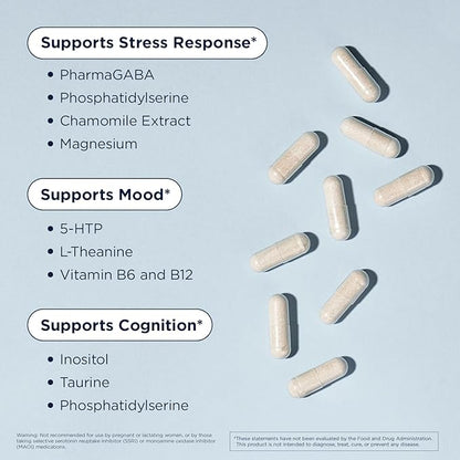 Designs for Health NeuroCalm - Supports Mood & Stress Relief with GABA, Inositol, L-Theanine, 5HTP, Vitamin B12 and B6, Taurine, Chamomile, Magnesium, and PharmaGABA - Gluten Free, Vegan (60 Capsules)