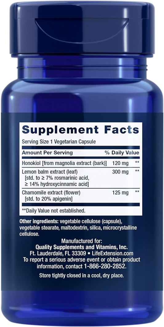 Life Extension Herbal Sleep PM, Lemon Balm, honokiol (Magnolia bark), Chamomile, Promotes Healthy Sleep, Hormone-Free, melatonin-Free, Gluten Free, Non-GMO, Vegetarian, 30 Capsules