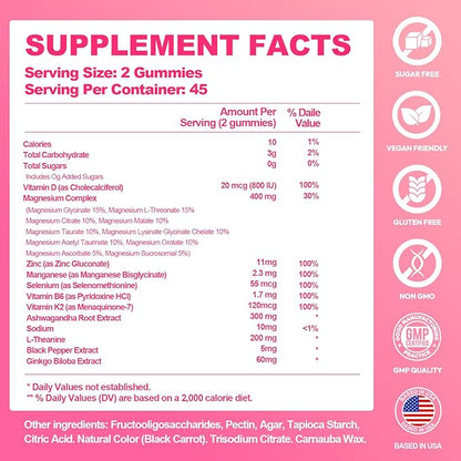 Magnesium Glycinate Gummies 700MG - 21-in-1 Advanced Magnesium Supplement with Ashwagandha, L-Theanine, Zinc, Vitamin - Sugar Free Magnesium Gummies for zzZ, Focus & Relaxation, for Women, Men & Kids