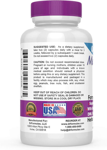 DrFormulas Menopause Supplement for Hot Flashes, Night Sweats Relief, and Support with DIM, Black Cohosh, Soy Isoflavones, and Red Clover (60 Vegetarian Capsules)
