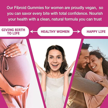 Natural Fibroid Gummies to Get Pregnant Fast for Women, Fertility Gummy Hormone Balance & Conception Support, Shrink Ovarian Cysts and Womb Detox Uterus Cleanse Candy, PCOS Vitamins Minerals