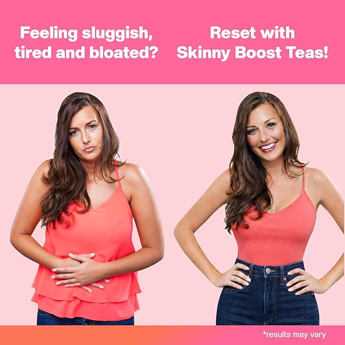 Skinny Boost Detox Tea Kit-Slimming Tea for Weight, Metabolism, Energy, Bloating & Colon Cleanse – Green Tea, Herbal, Vegan, Keto, Non-GMO, Sugar-Free-2 PACK –1 Daytime (28 Bags) + 1 Evening -(14 Bags)