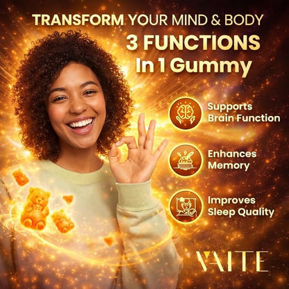 L-Serine Gummies 1000mg - Pure L Serine Supplement for Cognitive Function and Nervous System Health, Phosphorylated LSerine Supplements for Brain Support, Non-GMO, Gluten Free, 60 Vegetarian Gummy