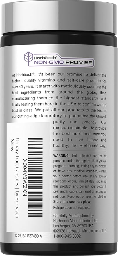 Horbaach Urinary Tract Health for Women | 90 Vegan Capsules | Probiotics and Cranberry for Vaginal Health | Vegan, Non-GMO, Gluten Free Supplement
