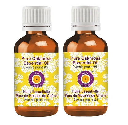 dève herbes Pure Oakmoss Essential Oil (Evernia prunastri) 100% Therapeutic Grade Steam Distilled for Personal Care (Pack of Two) 100ml X 2 (6.76 oz)