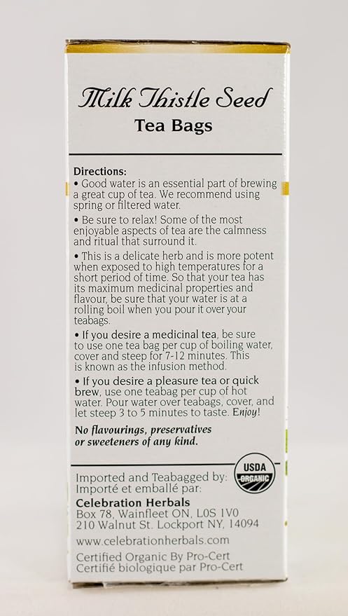 Celebration Herbals Organic Milk Thistle Seed Herbal Tea -- 24 Tea Bags, NET WT.60, 2.11 OZ