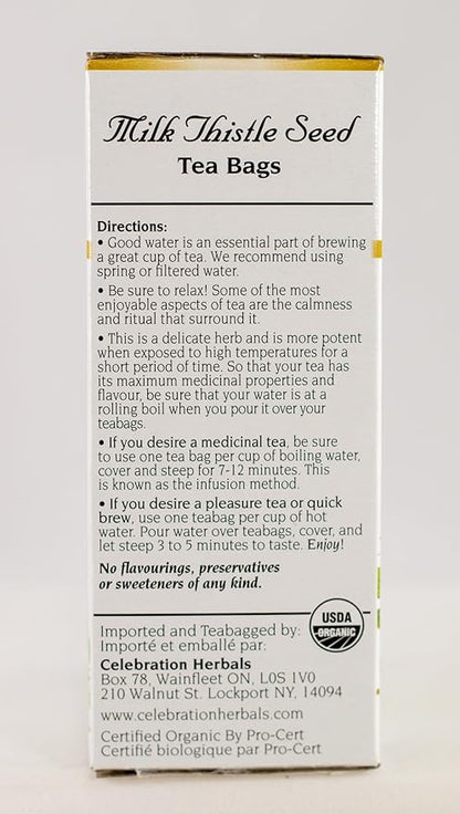 Celebration Herbals Organic Milk Thistle Seed Herbal Tea -- 24 Tea Bags, NET WT.60, 2.11 OZ